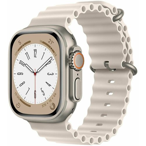 Силиконовый браслет Ocean Band для Apple Watch 42/44/45/49/ ремешок для Smart X8 Ultra, Smart GS8 Ultra, слоновая кость
