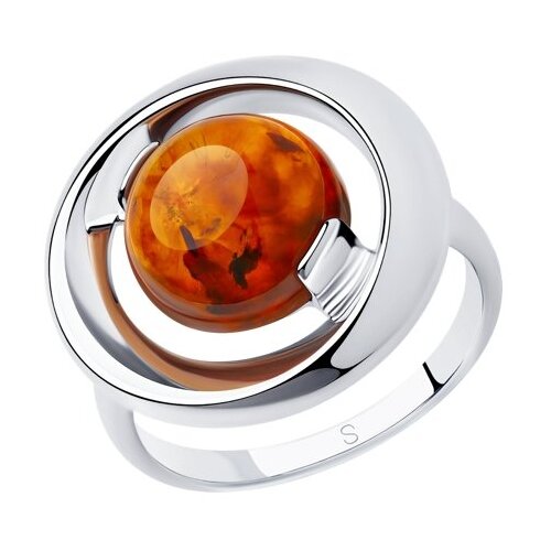 Кольцо SOKOLOV, серебро, 925 проба, янтарь прессованный, размер 17 amberholl стильное кольцо из серебра с янтарём медового цвета рондо