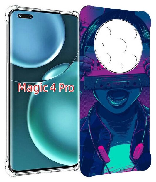 Чехол MyPads киберпанк с кассетой для Honor Magic4 Pro / Magic4 Ultimate задняя-панель-накладка-бампер