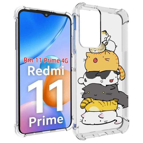 Чехол MyPads много-маленьких-котиков для Xiaomi Redmi 11 Prime 4G задняя-панель-накладка-бампер