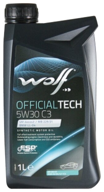 Синтетическое моторное масло Wolf Officialtech 5W30 C3 — купить по ...