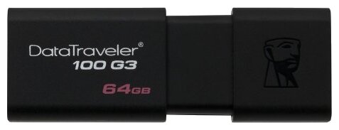 Флэш-диск 64 GB, KINGSTON DataTraveler 100 G3, USB 3.0, черный, DT100G3/64GB