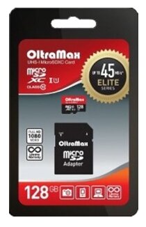 Карта памяти OltraMax microSDXC Class 10 UHS-1 45MB/s 128GB + SD adapter