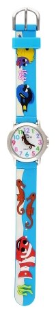 Детские наручные часы Радуга 101 бело-голубые морские обитатели. Для девочек и мальчиков от 5 лет.