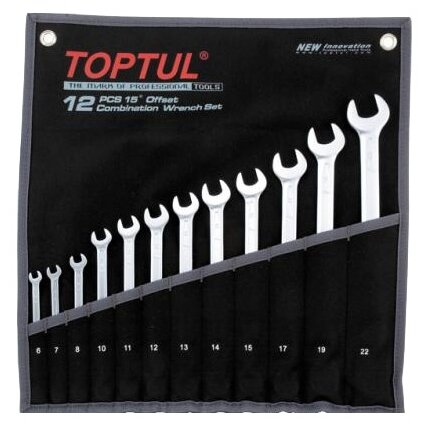 Набор ключей комбинированных 6-22мм 12шт (черное полотно) TOPTUL (GPAB1204)