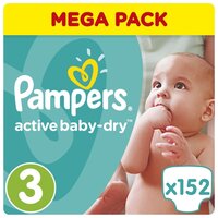 Pampers подгузники Active Baby-Dry 3 (5-9 кг) 152 шт.