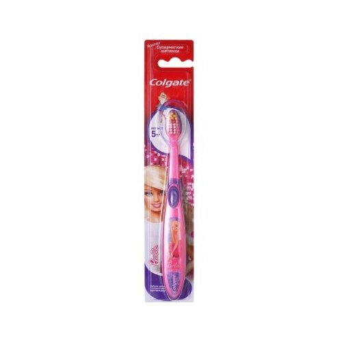 Зубная щетка Colgate Smiles Barbie 5+, розовый/фиолетовый colgate электрич зубн щетка детская smiles barbie batman spiderman