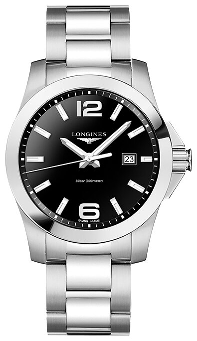 Наручные часы LONGINES Conquest, черный, серебряный