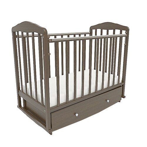 Детская кроватка «Берёзка»с универсальным маятником и ящиком, цвет белый