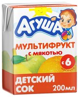 Сок с мякотью Агуша Мультифрукт, c 6 месяцев 0.2 л