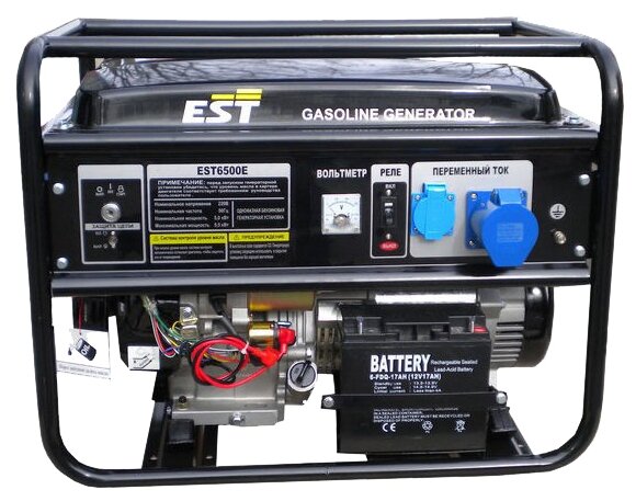 Генератор бензиновый EST 6500 5.5 кВт; 220 В; колеса - фотография № 1