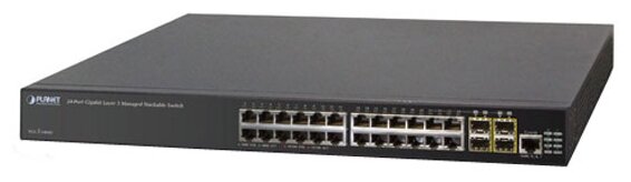 коммутатор/ PLANET Layer 3 24-Port 10/100/1000T with 4-port shared 1000X SFP + 4-Port 10G SFP+ Stackable Managed Switch