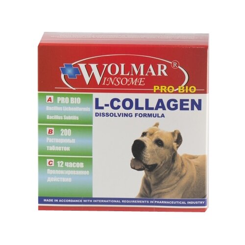 добавка в корм wolmar winsome collagen mchc 180 таб х 1 Витамины Wolmar Winsome Pro Bio L-Collagen, флакон , 200 таб.