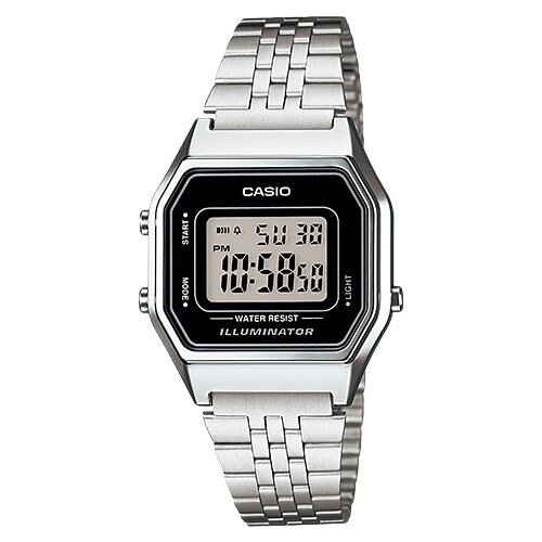 Наручные часы CASIO LA680WA-1, черный, серебряный наручные часы casio casio la 680wa 7d серебряный