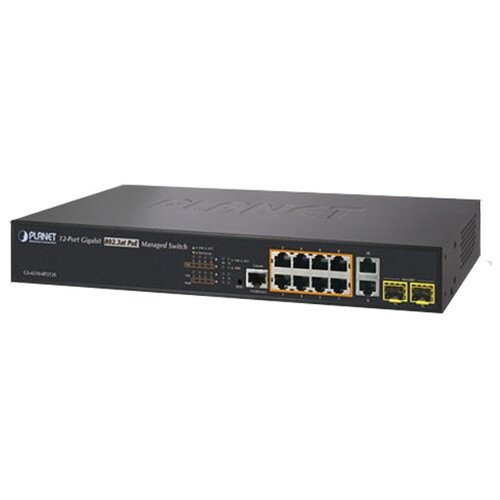 PLANET IPv4/IPv6, 8-Port Managed 802.3at POE+ Gigabit Ethernet Switch + 2-Port 10/100/1000Mbps RJ45 + 2-Port 100/1000X SFP (240W)