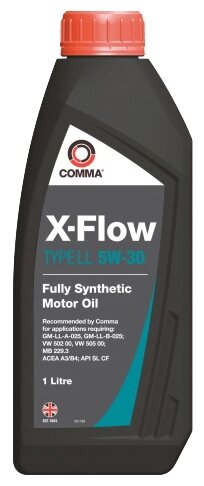 COMMA XFLL1L COMMA 5W30 X-FLOW TYPE LL (1L)_масло мот! синт.\ A3/B4, API SL/CF, GM-LL-B-025, MB 229.3, VW 502/505.00