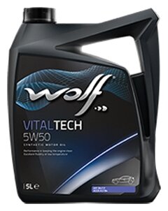 Синтетическое моторное масло Wolf Vitaltech 5W50, 5 л