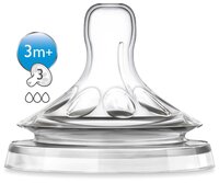 Соска Philips AVENT Natural силиконовая (средний поток) 3м+ 2шт. SCF653/27 бесцветный