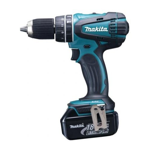 фото Ударная аккумуляторная дрель-шуруповерт makita dhp456rfe 50 н·м синий/черный