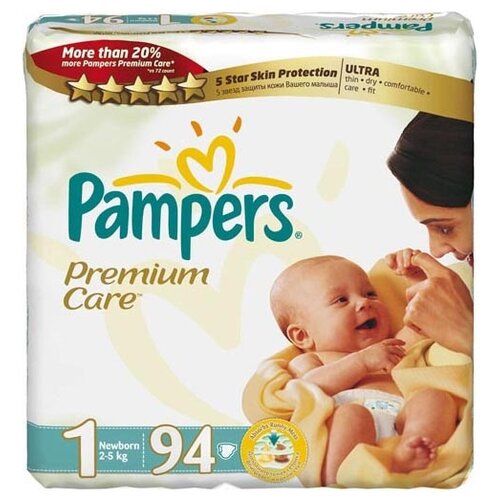 Pampers Premium Care Размер 1, 20 Подгузники, 2kg-5kg