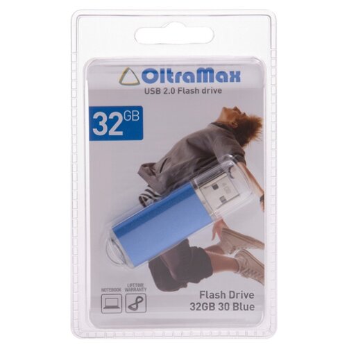 Флешка OltraMax 30 32 ГБ, 1 шт., синий накопитель usb 2 0 32gb oltramax om032gb30 bl 30 синий