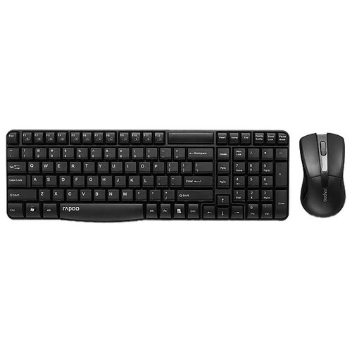 комплект клавиатура мышь rapoo 9700м dark grey серый серый 14521 Комплект Rapoo X1800 Black USB, черный, английская/русская