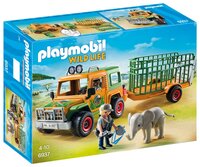 Набор с элементами конструктора Playmobil Wild Life 6937 Грузовик рейнджеров со слоном