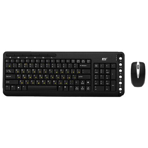 Клавиатура+мышь беспроводные BTC 6309ARFIII Black, Cordless Optical, slim, USB