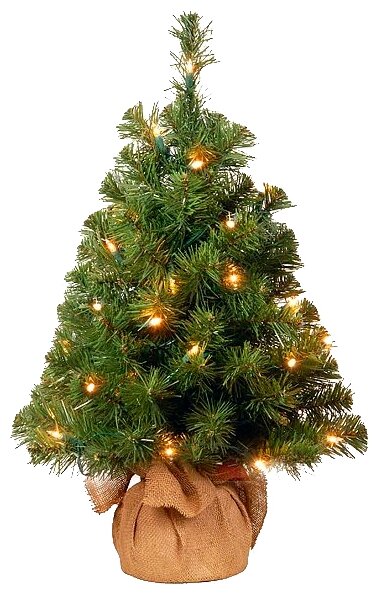 Ель настольная в мешочке New Noble Spruce Tree, 91 см, 35 LED ламп, батарейки, National Tree Company