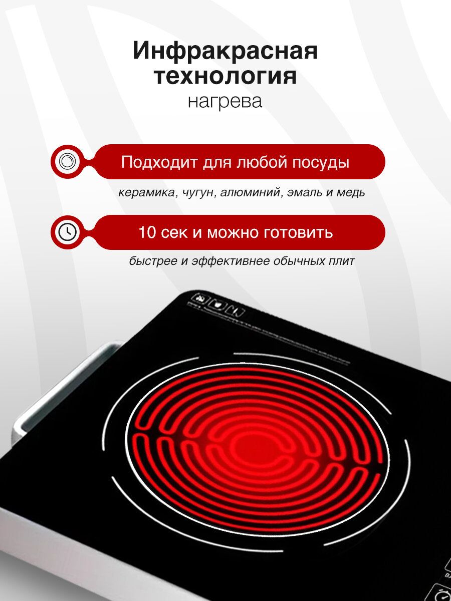 Плитка электрическая настольная GROOVIER для дома и дачи 1 конфорка — фото 1