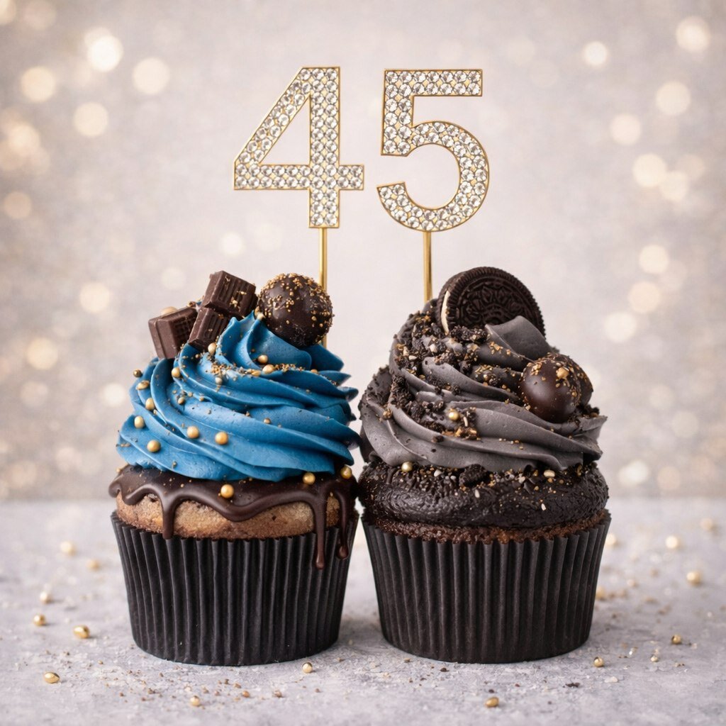 Набор топперов 45 металлический золотистый со стразами