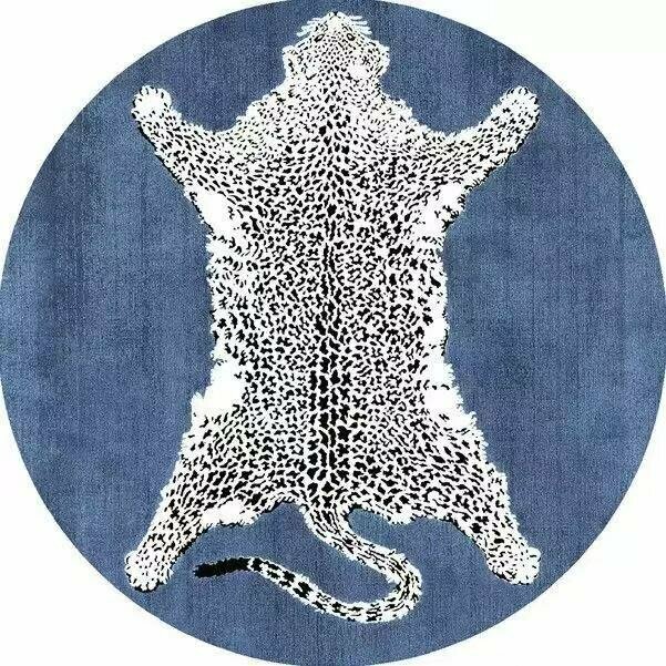 Ковер / Круглый ковер с рисунком леопард, 100*100cm(INS, популярный)синий