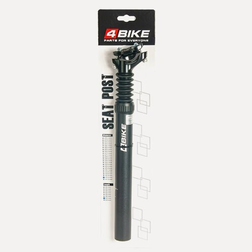 Изображение товара Штырь подседельный 4BIKE двухболтовый с амортизатором SP-C255C, диаметр 31.6, высота 350 мм, оффсет 12мм, чёрный