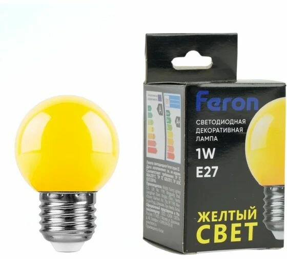 Светодиодная лампа FERON 1W 230V E27 желтый