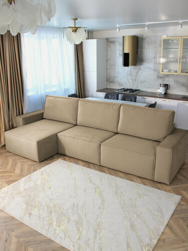Изображение товара Диван-кровать угловой Конер бежевый, левый угол, Еврокнижка, 350х155х65 см