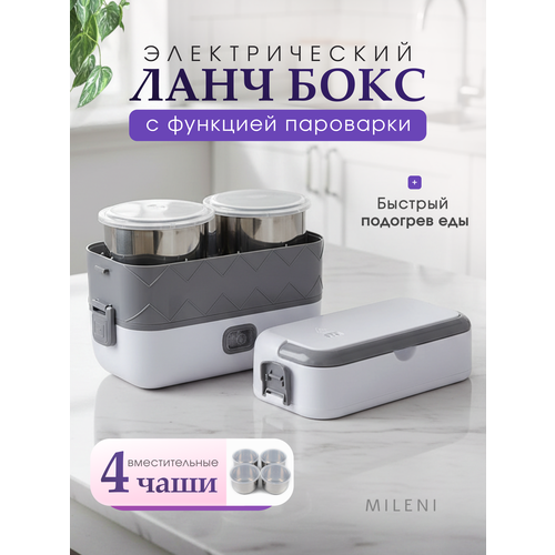 Термос MILENI для еды, с подогревом, пластик/сталь, 25см, 500г