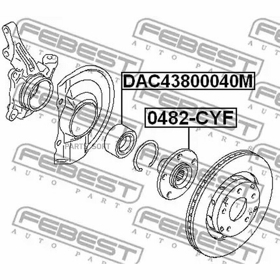 Ступица Mitsubishi ASX 10-, Lancer (CY) 07- Outlander 05- передняя \ FEBEST 0482-CYF FEBEST 0482CYF | цена за 1 шт
