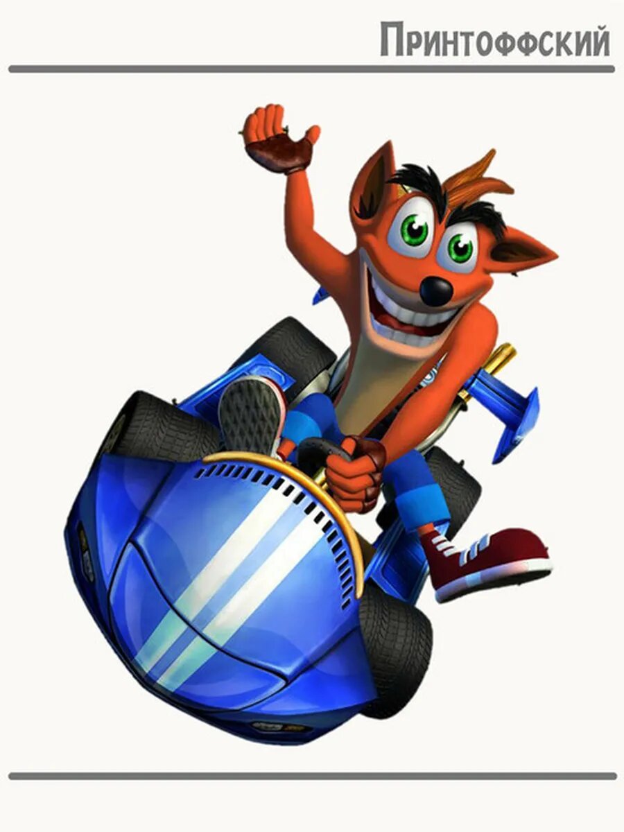 Термонаклейка для одежды и аксессуаров DTF-печать crash bandicoot крэш бандикут на авто
