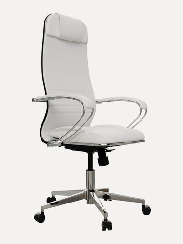 Изображение товара Кресло офисное метта К-6 хром, экокожа, сиденье и спинка мягкие, белое, 532455