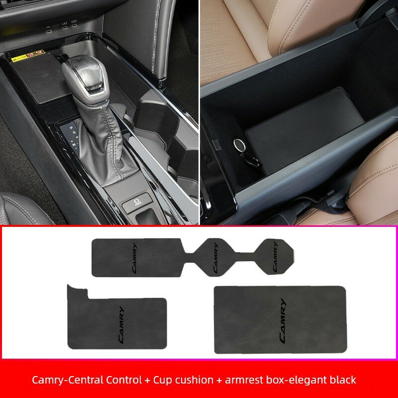 Набор для Toyota Camry 24-26 гг: черный, панель приборов, подставка для стакана и центральный подлокотник, 3 предмета