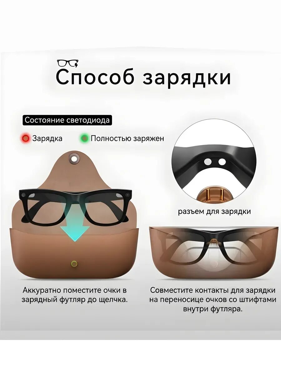 Умные очки с камерой, прототип Ray-Ban с камерой 1:1, с защитным чехлом — фото 1