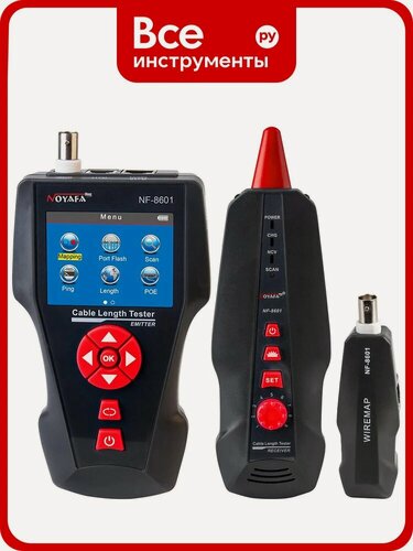 Изображение товара Многофункциональный кабельный тестер NOYAFA NF-8601 с прозвонкой и подсветкой дисплея, для коаксиальных кабелей