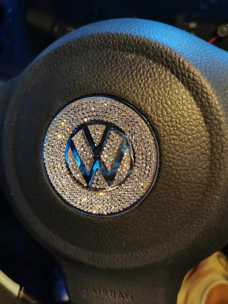 Наклейка для рулевого колеса Volkswagen с полным диамантовым эффектом - кристаллическая стеклянная клейкая наклейка для