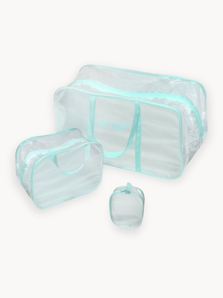 Сумка в роддом, прозрачная готовая для мамы и малыша "здравствуй, мама!", цвет матовый тиффани, набор из 3 шт.