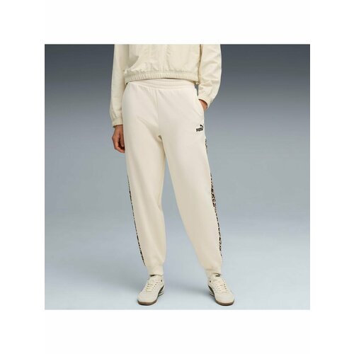 фото Брюки спортивные puma ess graphic animal comfort high-waist sweatpants fl cl, размер s, бежевый