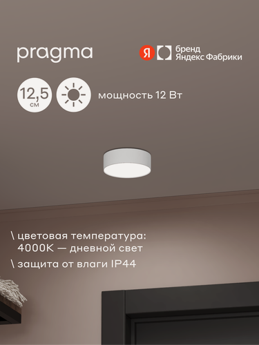 Изображение товара Pragma Tinsu Светильник потолочный светодиодный, 12 Вт, круглый, 125 мм, IP44, белый, нейтральный свет, 4000K