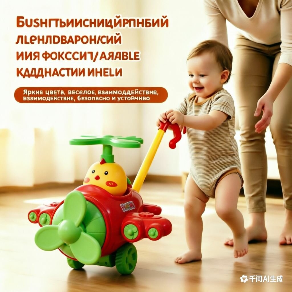 Детская каталка-паровоз на палочке