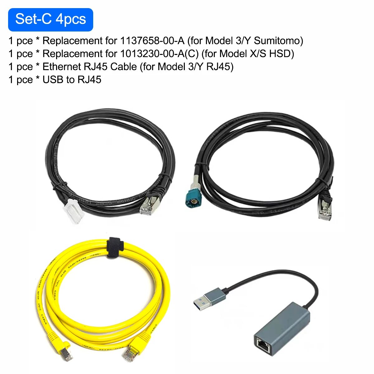 Кабель Ethernet для Tesla Toolbox 1013230-00-A, 1137658-00-C, 1930388-00-A для Tesla Set-C 4pcs