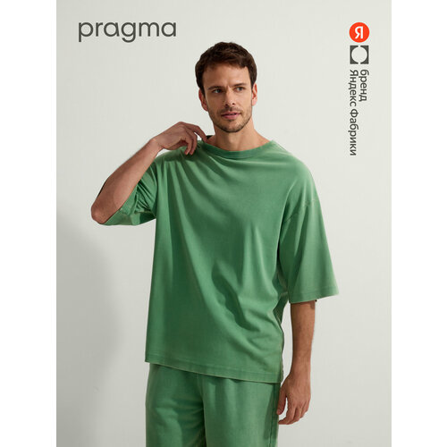 фото Футболка pragma мужская оверсайз из вареного хлопка, размер 2xl-3xl, зеленый