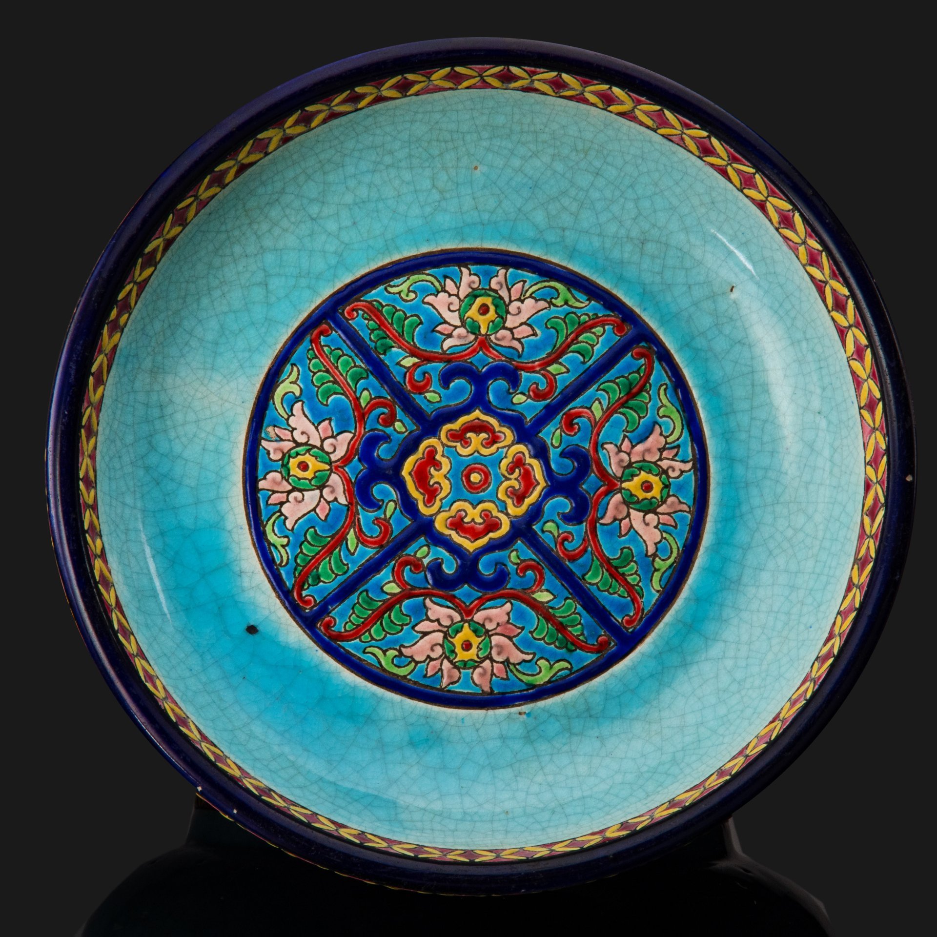 Блюдо декоративное (чаша) с цветочным декором , Manufacture des Emaux de Longwy, декор 3021